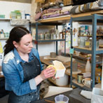 Meghan Downs at work in the YAS ceramics starter studio at Manor Oaks in Sheffield 2017